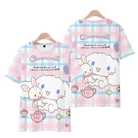 Summer Kawaii Cinnamoroll T-shirt Boy Girl 2024 Children's Cartoon 3D Anime Pattern Children's Girls Boys Fashion Short Sleeves 1