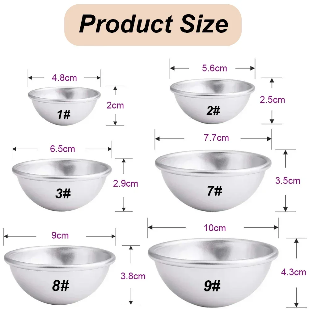 Baking Mold 50PCS Aluminum Alloy Ball Sphere Cake Baking Mold Semicircle Sphere Bath Bomb Molds for DIY Making Supplies Pastry Mould Baking Mold Bath Bomb Mold