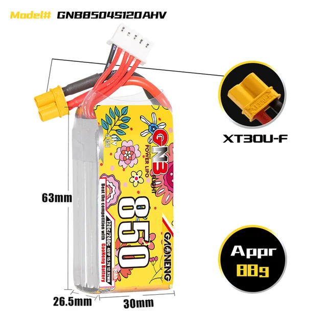Upgraded GNB 4S 15.2V 850mAh Lipo Battery For FPV Racing Drone RC Quadcopter Helicopter Parts With XT30 15.2V Battery 5