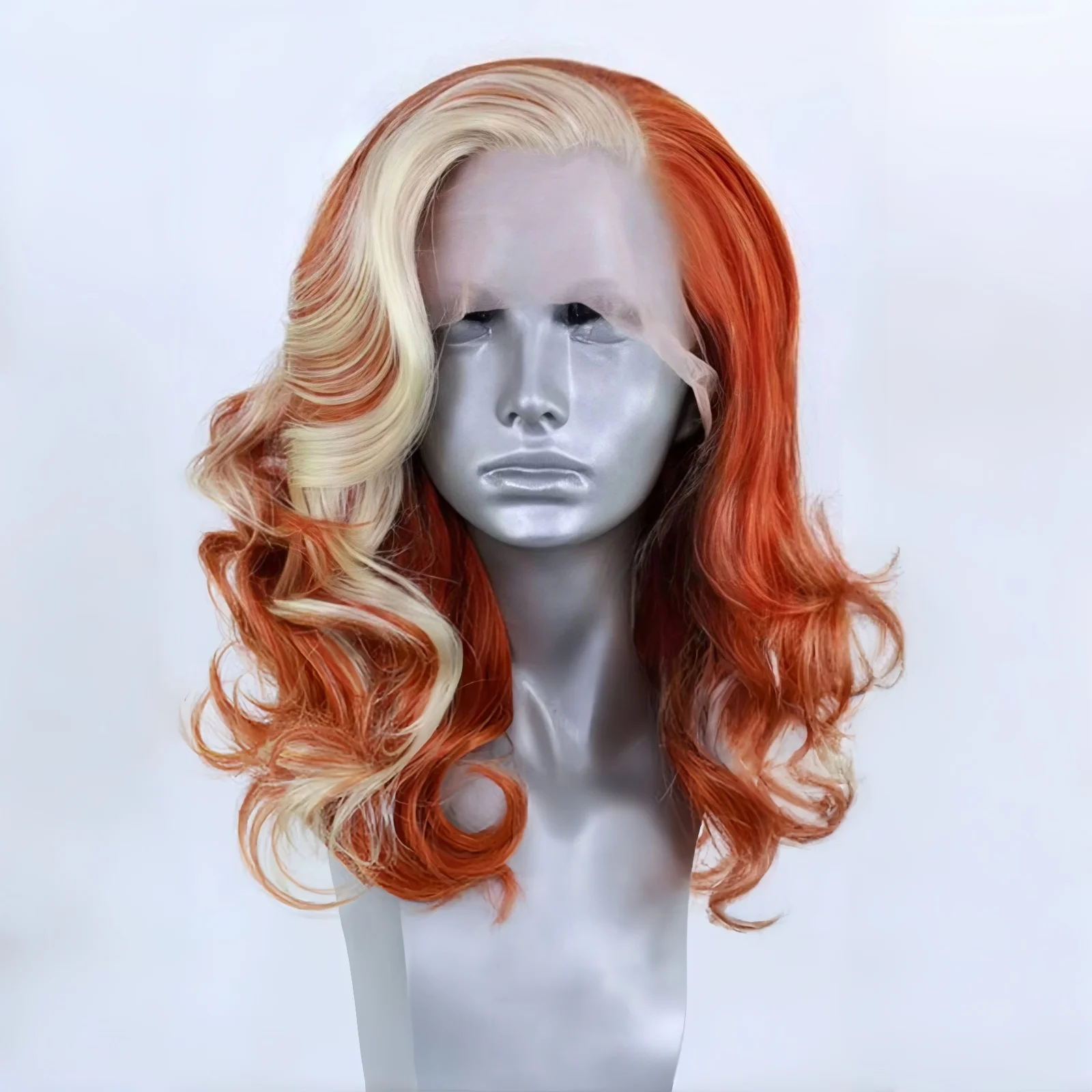 Short Deep Wave Bob Wig 13X4 Synthetic Lace Front Wig for Women Ginger Hair Short Body Wave Cosplay Orange Highlights