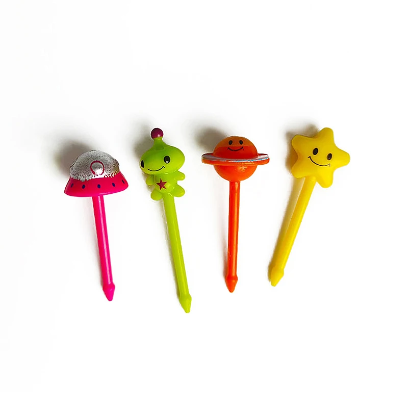 Fruit Fork Food Toothpicks 8PCS Children's Space Fruit Fork Kids Snack Dessert Decoration Forks Toothpick Lunch Salad Decoration Accessories Cake Picks