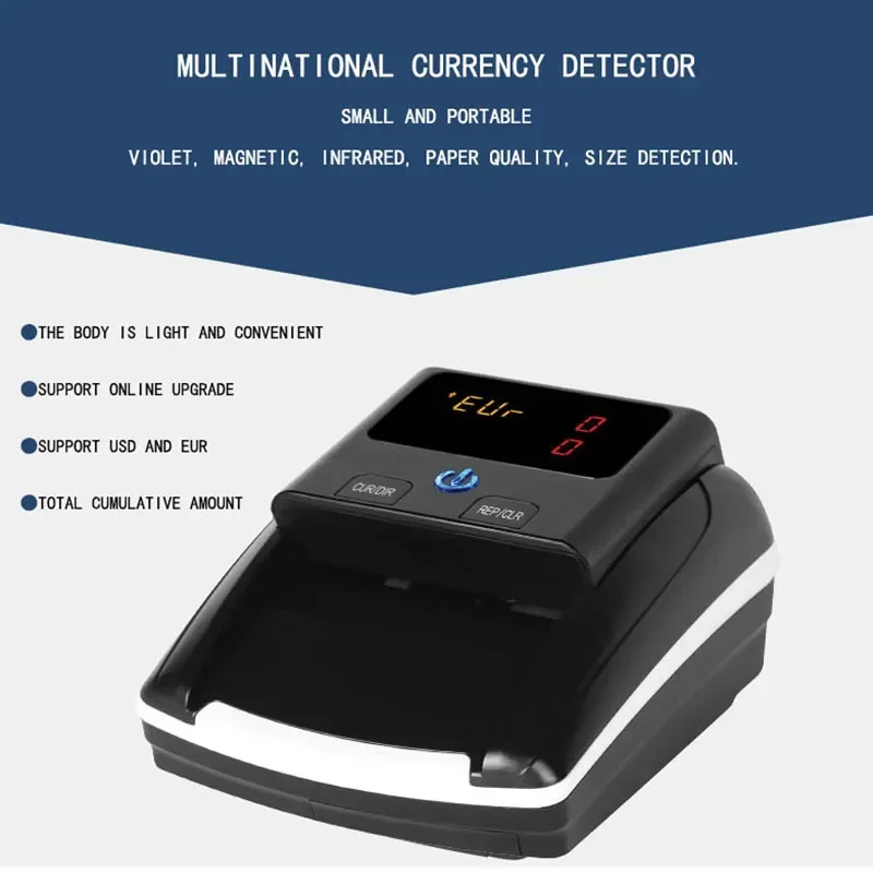 

Euro/Dollar Money Checker Portable Mini Hand-held Commercial Cash Money Banknote Detector UV/MG/IR Counterfeit Detector XD-130