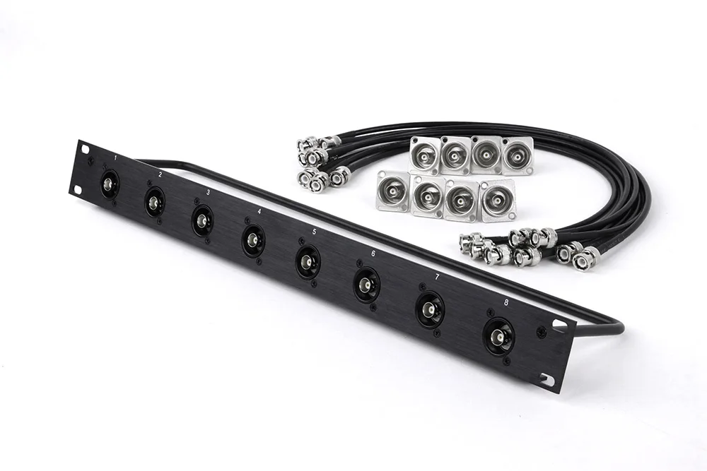 Rack-Patchpanel, 8-Wege-BNC-Chassis-Anschluss, 1 HE Flightcase-Montage, RG58 BNC-Stecker auf Stecker, RF-Koax-Pigtail-Jumper, 50 Ohm-Kabel – Detail 11