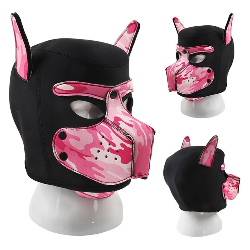 Maschera cane bdsm bondage in neoprene a testa intera adulti_voghion.com