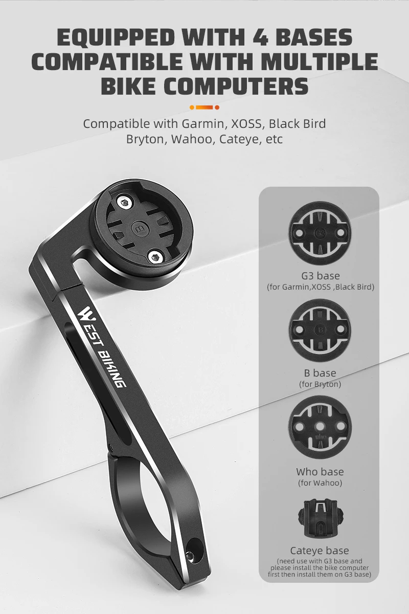 WEST RADFAHREN Fahrrad Computer Licht Dual Mount Garmin XOSS Bryton Gopro Adapter Aluminium Legierung Lenker Tacho GPS Stand – Detail 4