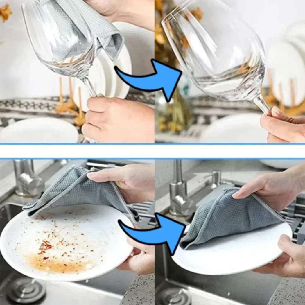 NanoScale Streak-Miracle Cleaning Cloths Pads Kitchen Anti-Grease Wiping Rags Miracle Cleaning Towel For Home Kitchen Tool