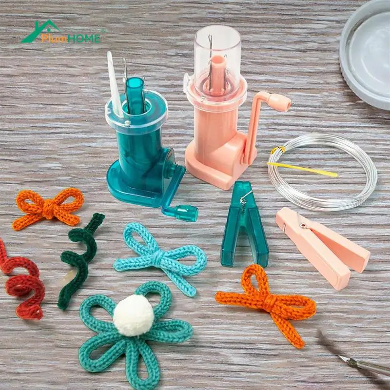 

DIY Hand-operated Embellish-Knit Knitting Machine Mini Spool Knitter Embellish Craft Bracelet Weave Tools Sewing Accessories
