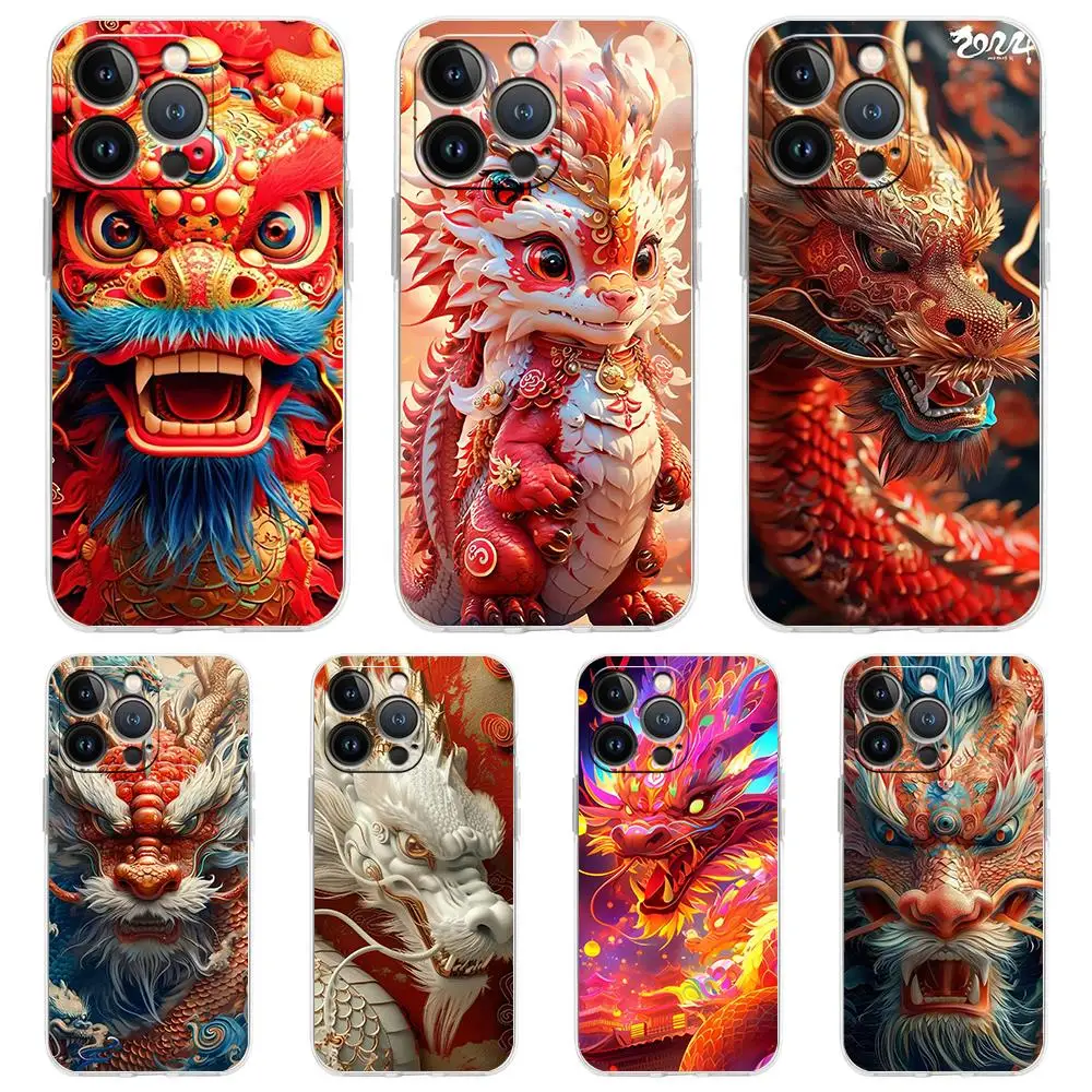 Cartoon Drachen Telefon Fall für iPhone 16 15 14 13 12 Pro Max transparent weich für iPhone 11 Pro Max 7 8 plus xs xr Silikon hülle
