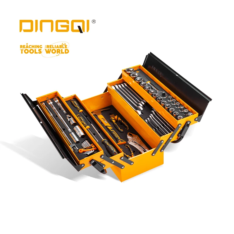 DINGQI 59pcs Multi-layer Folding Combination Wrench Pliers Screwdriver Toolbox Set