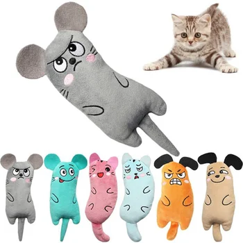 인터랙티브 봉제 고양이 장난감, 마우스 모양 씹는 발톱, 엄지 물린 고양이 민트, 재미있는 고양이 액세서리, 치아 연삭 개박하