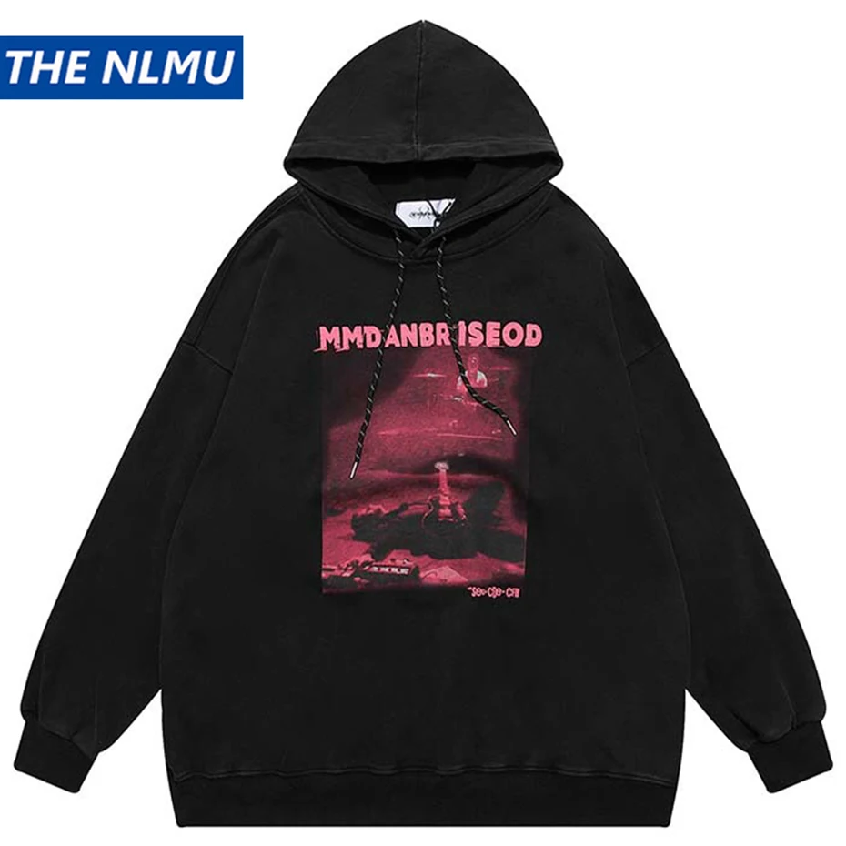 

Men Oversized Hoodie Printed Streetwear Hip Hop Sweatshirts 2023 Man Washed Vintage Loose Hoodies Y2K Pullover