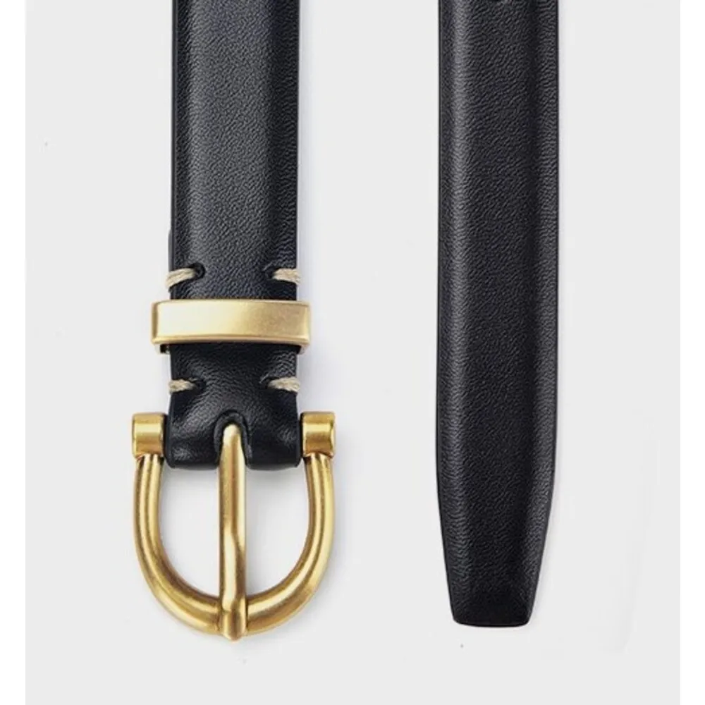 Women's Thin Leather Belt For Women Versatile Black Accessory_voghion.com