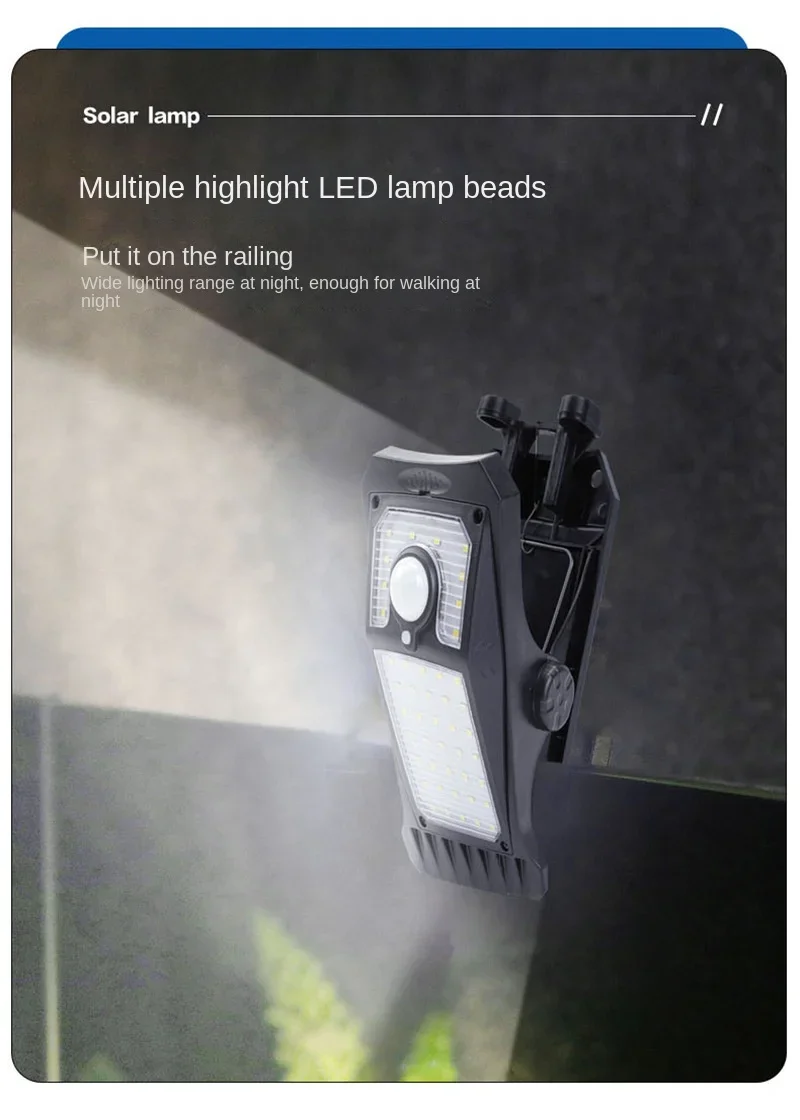 

45 светодиодов, солнечная Зажимная деталь, внешний фонарь для кемпинга, искусственная стена с датчиком