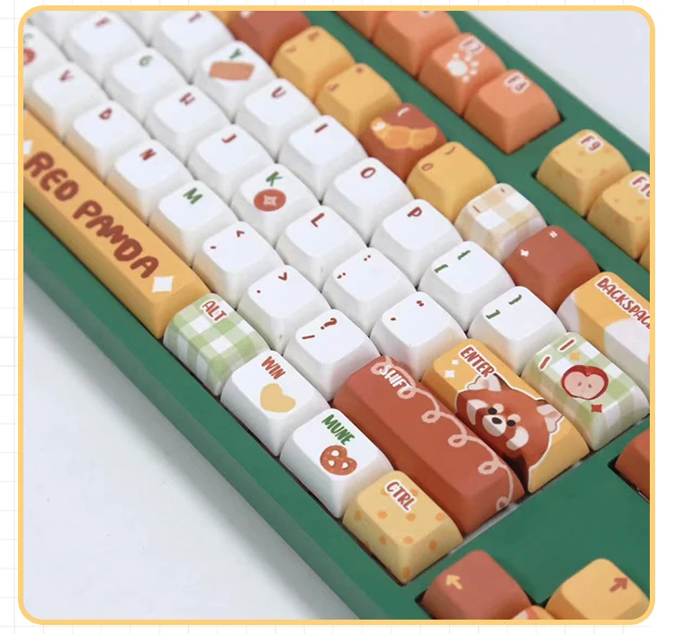 PBT Red Panda Puff Keycap, teclado mecânico,