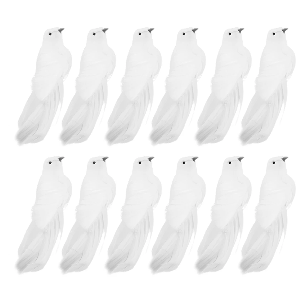 12pcs Artificial Feathered Bird Realistic Birds Bird Clips Christmas