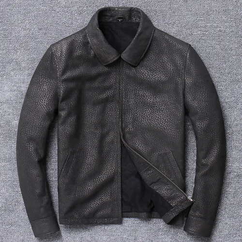 

Autumn Leather Spring Jacket Men Short Real Sheepskin Jacket Smart Casual Coat New Chaqueta Cuero Hambre X-1930 Pph351