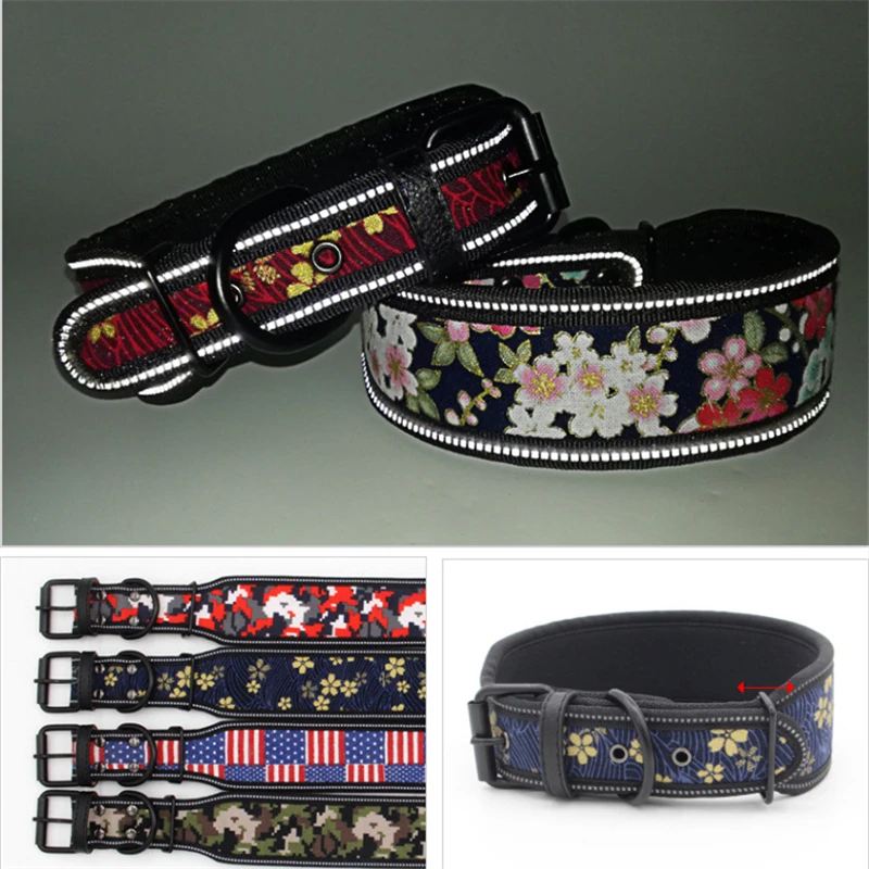 24 Colors Reflective Adjustable Dog Collar with Buckle for Small Medium Large Dogs
