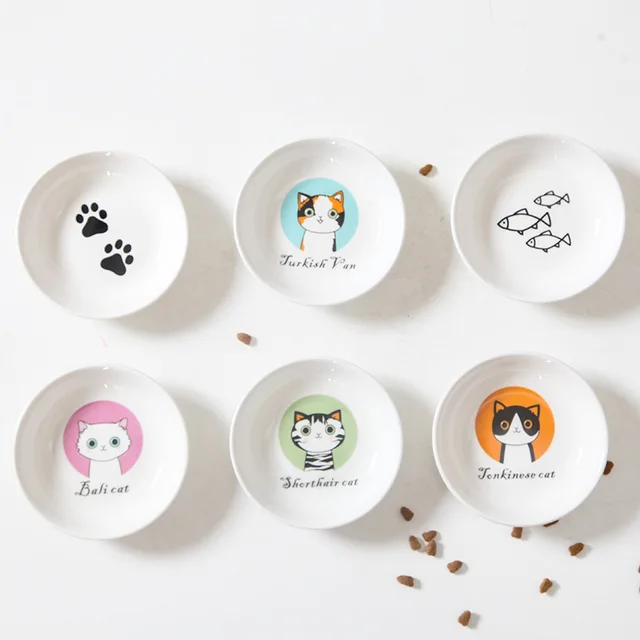 New Creative Cute Cat Small Saucer Shape Mini Plate Ceramics Cartoon Snack Plate