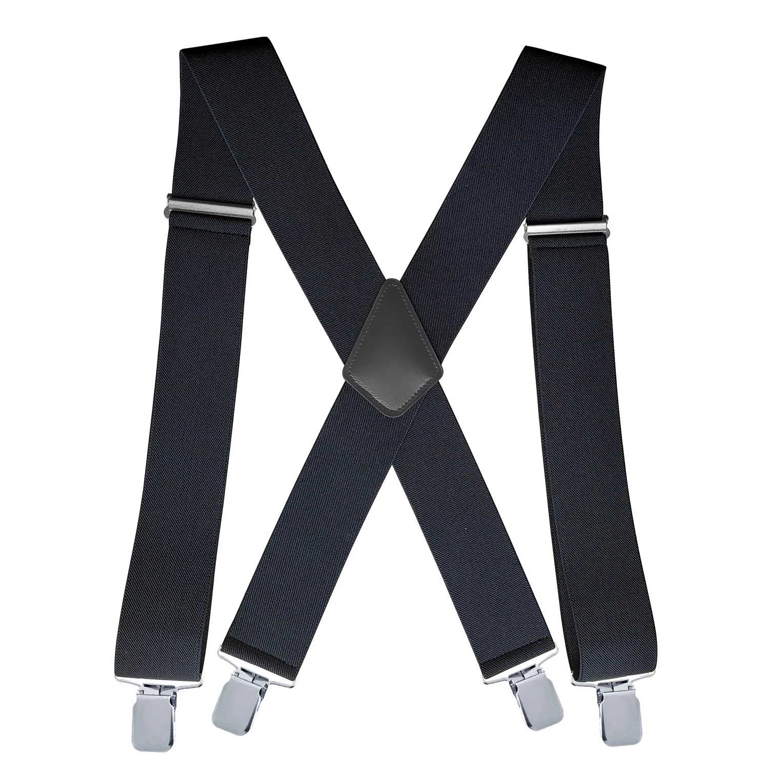 Heavy Duty Big Size Suspenders for Men Work Outdoor 2 Inch Wide X Back 4 Strong Clips Adjustable Elastic Trouser Braces Straps