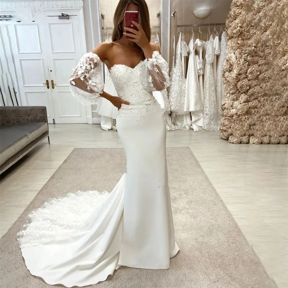 

Атласное свадебное платье с короткими рукавами-фонариками, свадебное платье с сердечком, атласное свадебное платье, очаровательное индивидуальное свадебное платье