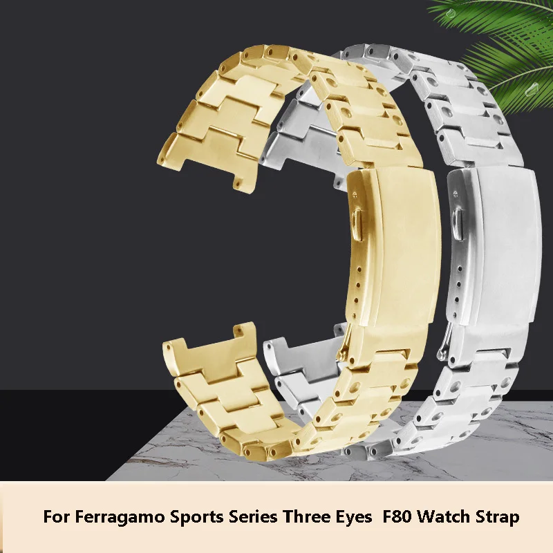 

Steel Bracelet For Ferragamo Sports Series Three Eyes F80 F-80 Precision Steel Watch Strap Male Notched wristband Chain 26mm