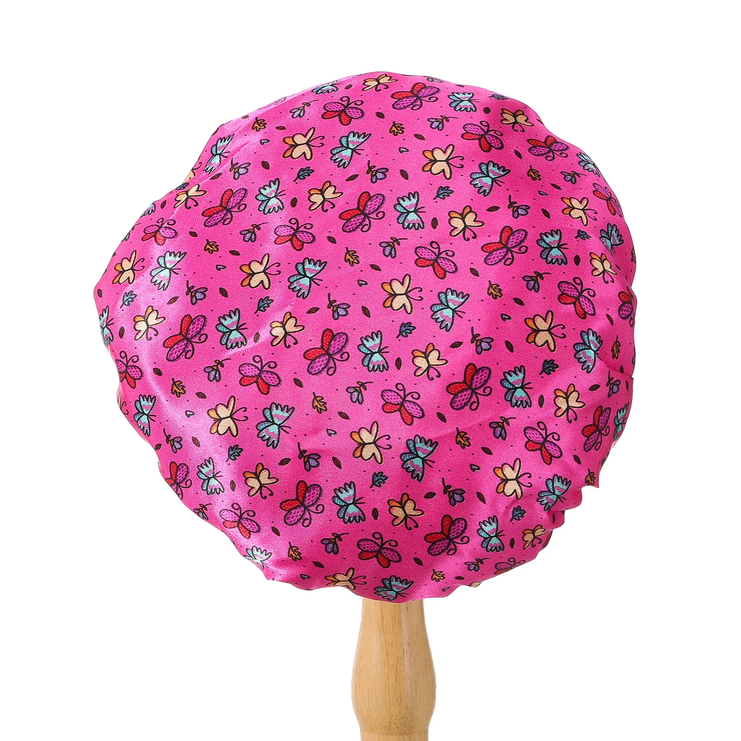 Kids Satin Bonnet Sleep Hat Silk Shower Cap for Child Hair Beanie at Night Boy Girls Flower Printed Silk Sleep Cap with Band Bow