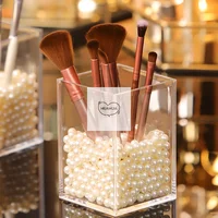 Make Up Organizer Plastic Makeup Brush Pot Storage Acrylic For Cosmetics Holder Desk Cosmetic Storage Container 2