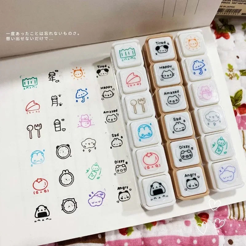 Timbri decorativi per scrapbooking Timbri Kawaii Cancelleria per diario Planner Arti Album di artigianato fai da te - immagine 3