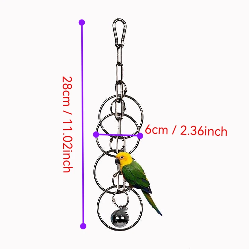 Parrot 304 Stainless Steel Toy Pet Bird Bite String Toys Gnawing Chewing Climbing Cage Supplies Pets Hanging Accessories 5