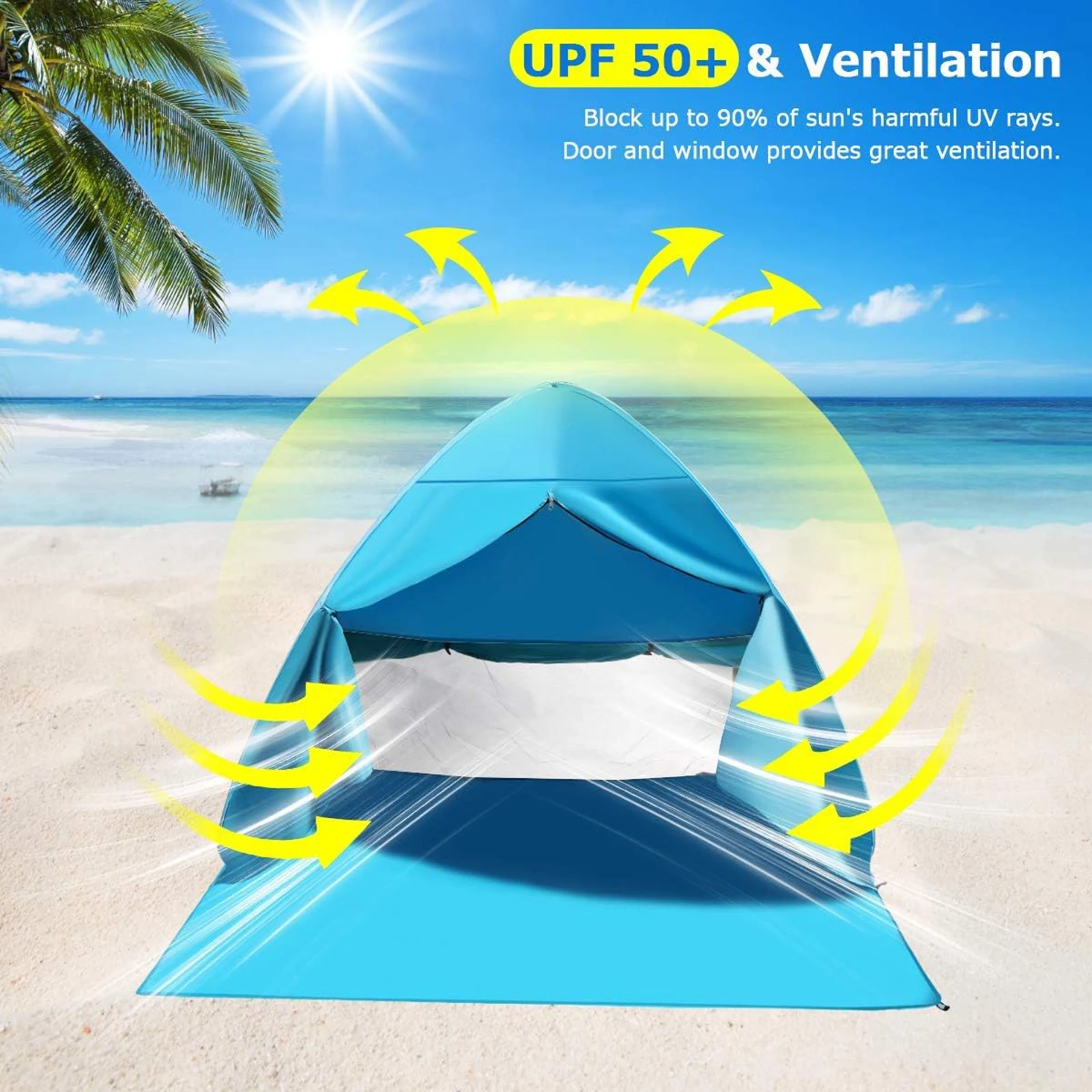 2-3 Person beach cabana tent sun shelter sun shade portable pop-up beach tent outdoor cottage carpa para playa UPF 50+