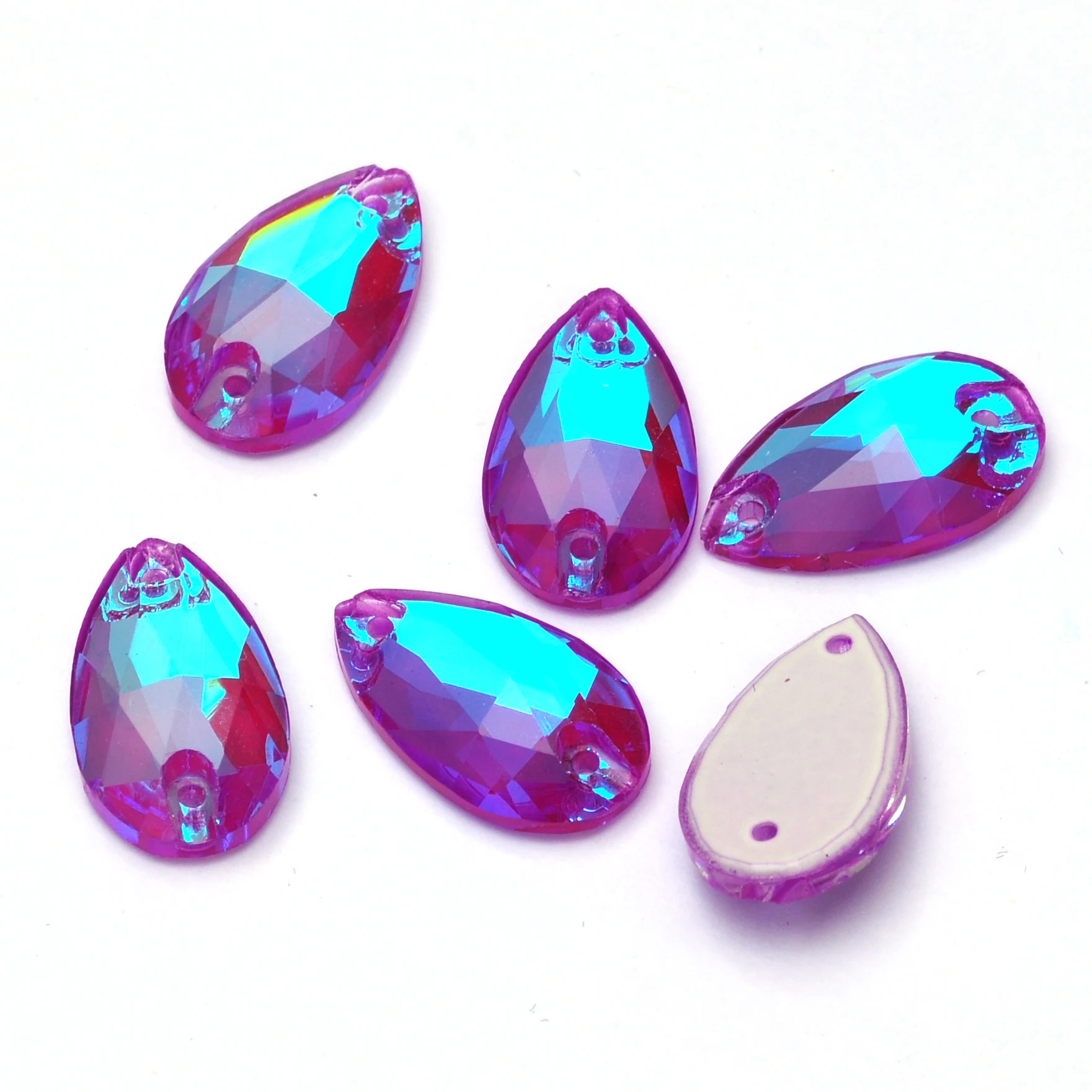 PUBRILEX Tropfen Neon K9 Glas genähte Strass Strasssteine DIY Handarbeit Zubehör Nähen fluoreszierende Kristalle Diamant für Kleidungsstück – Detail 3