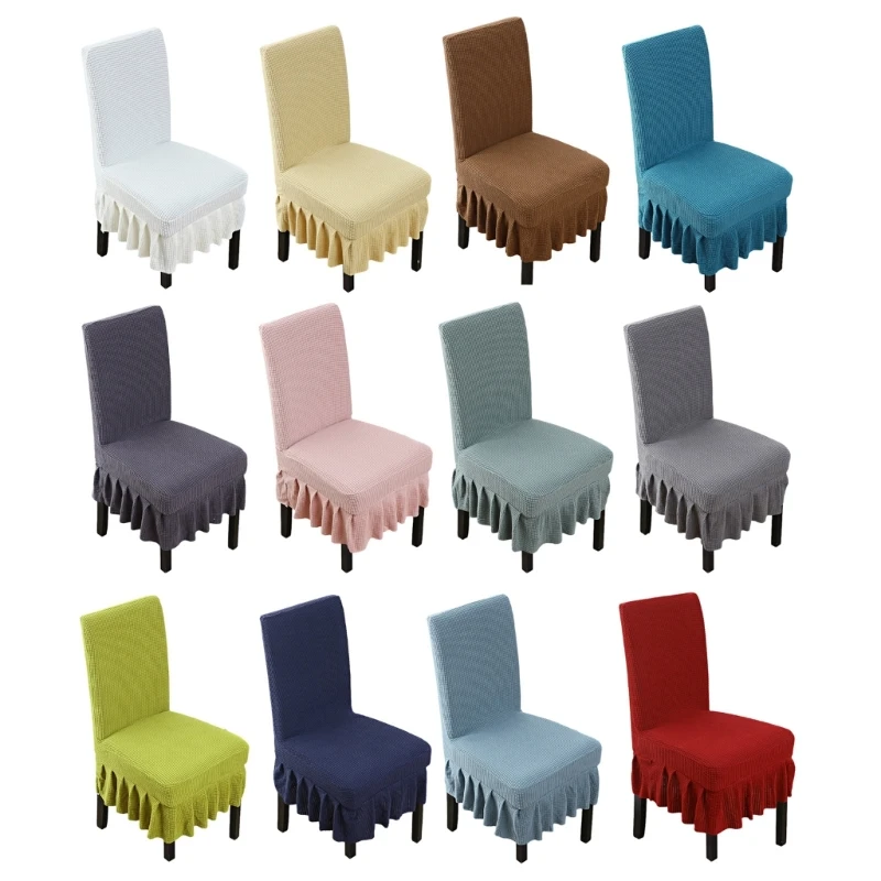

Skirt Chair Cover High Back Chair Cushion Protector Stretch For Weddings Banquets Party Decor Chair Slipcover