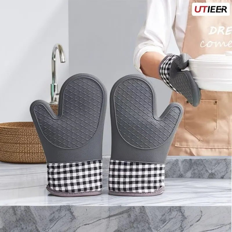 

Silicone Insulated Glove, Anti Slip, Lengthened, Thickened, High-Temperature Resistant Kitchen Anti Scalding Device