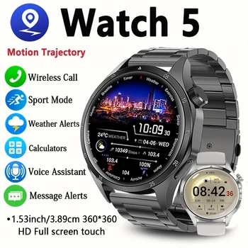 2025 Nuovo Orologio 5PRO GPS NFC Smartwatch Da Uomo 360*360 AMOLED HD Schermo Bluetooth Chiamata Impermeabile Frequenza Cardiaca Bussola Orologio Intelligente Da Uomo