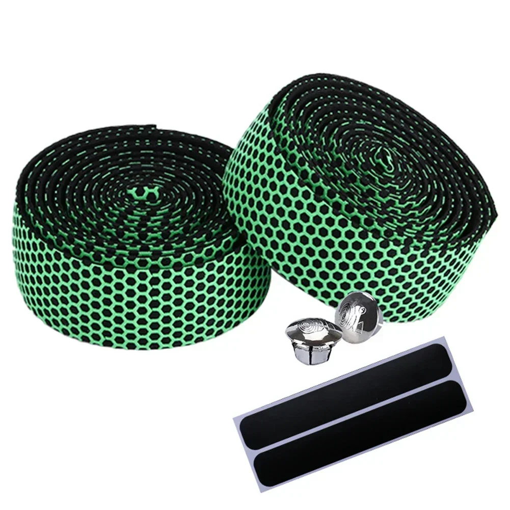 1 Pair Bike Handlebar Silica Gel EVA Shock Absorption Handle Bar Tape Cycling Wrap End Plug Parts