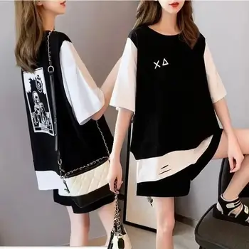 Women's Casual plus Size 2 Two-Piece Sports Suit Summer New T-Shirt Loose Crop Tops And Shorts Set Student Active Wear Clothing 1