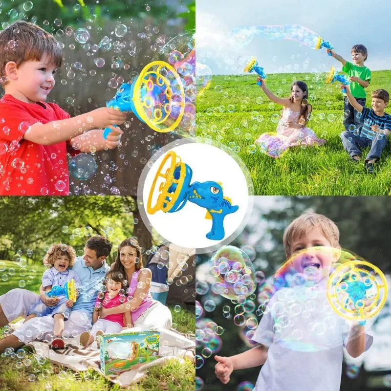 Pistolet à bulles avec moteurs de dinosaure, machine à bulles, jouets pour enfants et tout-petits, cadeaux de fête d'anniversaire