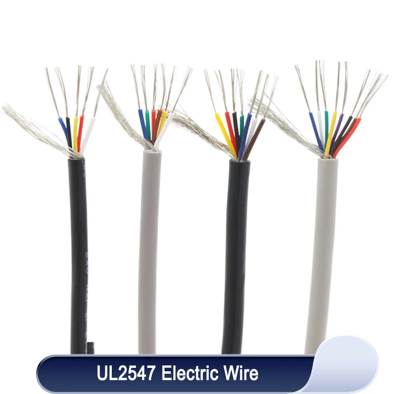 

5/10m UL2547 Shielded Wire 30 28 26 24 22 20 18 AWG Channel Audio 2 3 4 5 6 8 Core Headphone Copper Control Wires Signal Cable