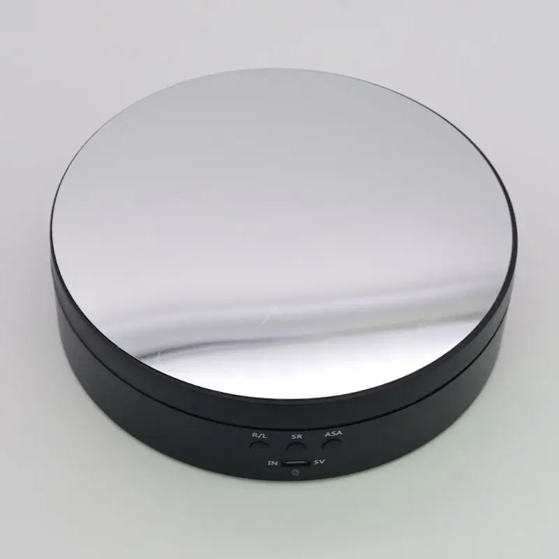 3 Speeds Electric Rotating Display Stand Mirror Turntable Jewelry Holder Battery USB Power DXAF