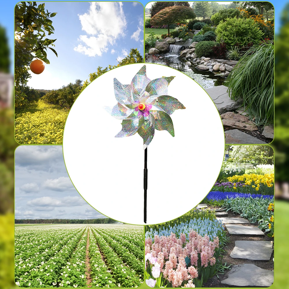 Windmill Toys Animal Wind Spinners Bird Repeller Pinwheels Wind Spinner Garden Windmill Windmill Bird Repellent Fruit Garden Reflective Windmills Children Kids Toys Bird-Scaring Wind Spinner Easy Installation for Outdoor Garden Lawn Yard
