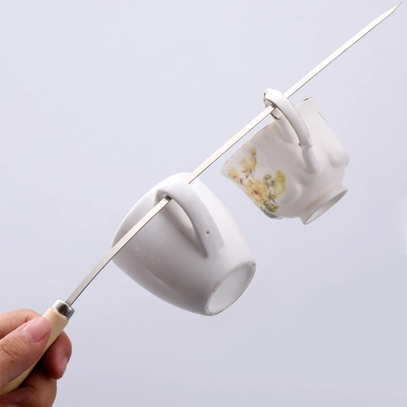Barbecue Skewers BBQ Grilling Accessories 10pcs Wooden handle anti-scalding barbecue skewers 304 stainless steel metal
