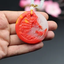 

Chinese Color Jade Sailboat Pendant Necklace Natural Jadeite Charm Jewelry Carved Fashion Accessories Amulet Gifts for Men Women