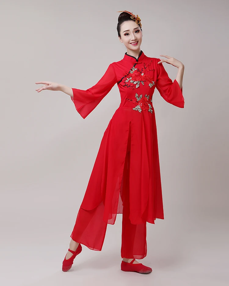 Women's Yangko dance costume Female umbrella dance fan costume Folk Yangko performance