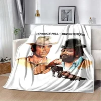 Terence Hill and Bud Spencer Printed Blanket Comedy character Warm Thin Flannel Soft and Comfortable Home Travel Blanket Gift@0 1