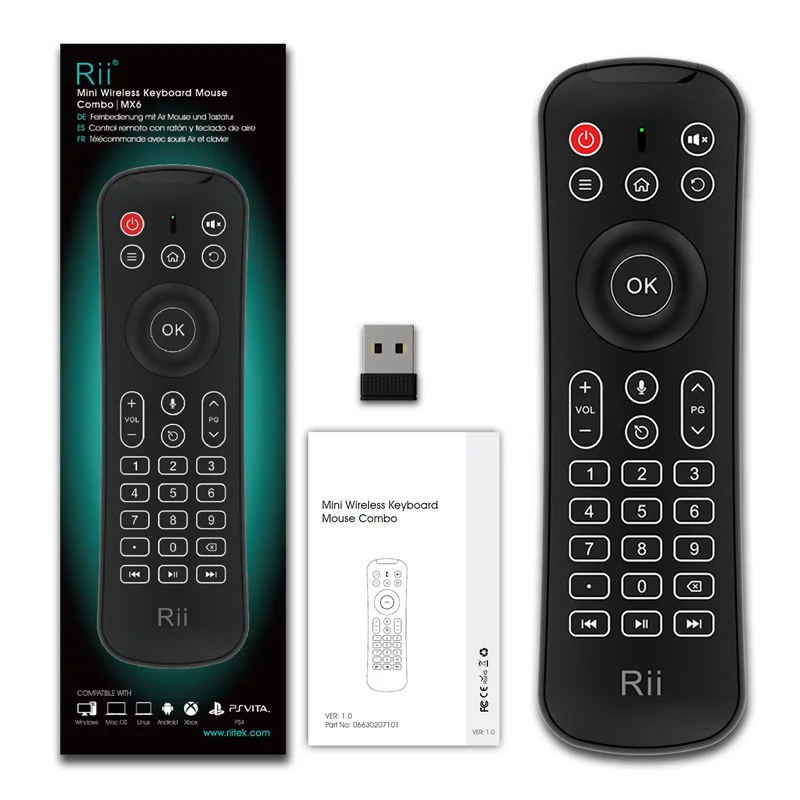 Rii MX6 – Mini Clavier Souris Air Sans Fil – Télécommande IR – Pour Smart TV – Neuf