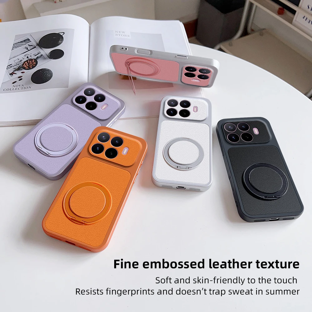 Luxury Leather Matte Magnetic Holder Stand Phone Case