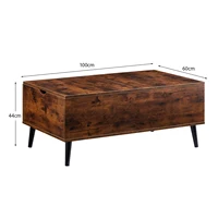 Table basse relevable avec rangement, table d'appoint en bois pour salon, armoire de rangement avec compartiments cachés 2