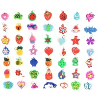 Soft Glue DIY Cartoon Colorful Animal Flower Bead Pendants Colorful Rubber Loom Band Bracelet Jewelry Making Beads Toy Beads Set 3