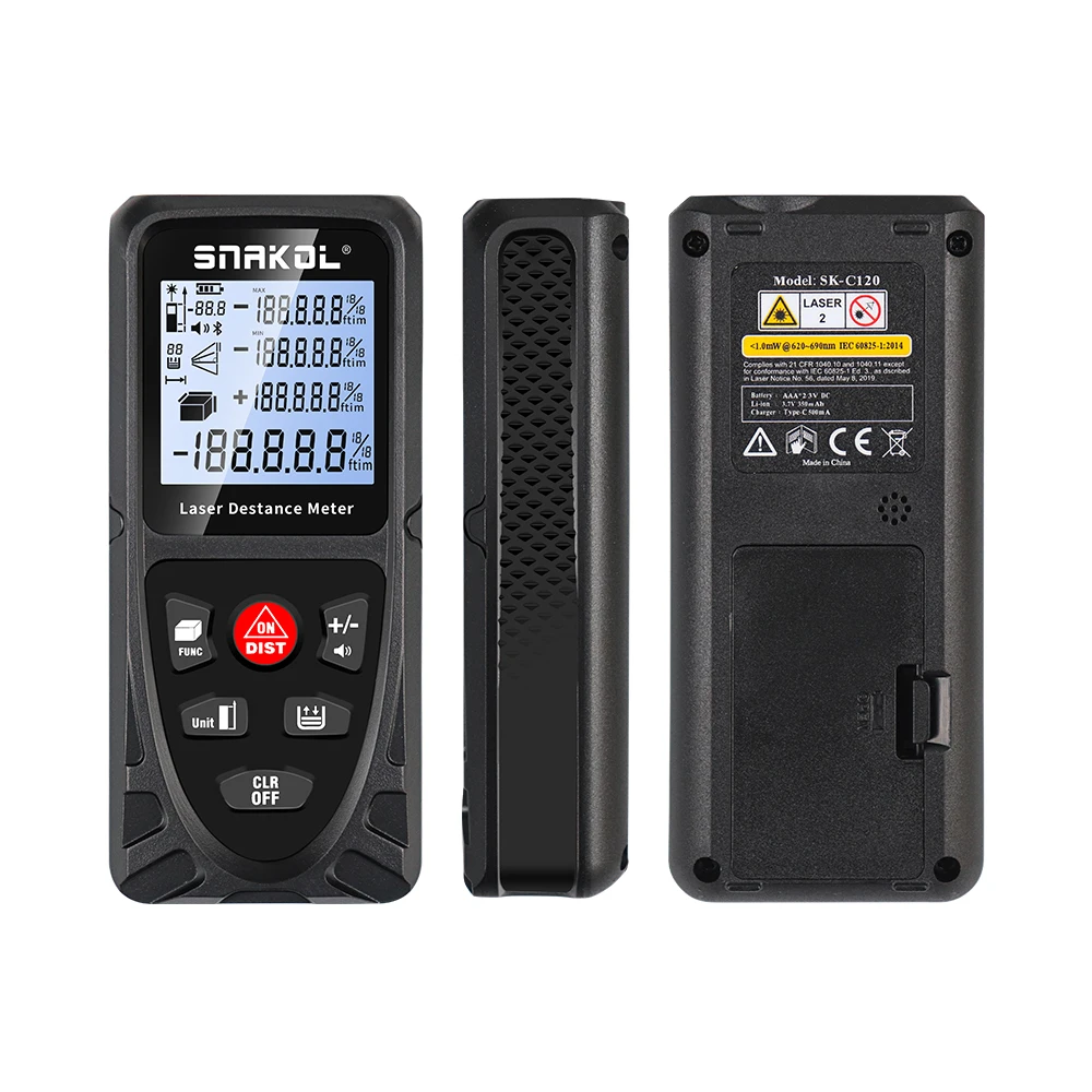 Snakol Laser Distance Meter 50m 70m 100m 120m Digital Range Finder Rechargeable Rangefinder Laser Tape Measure Electronic Ruler