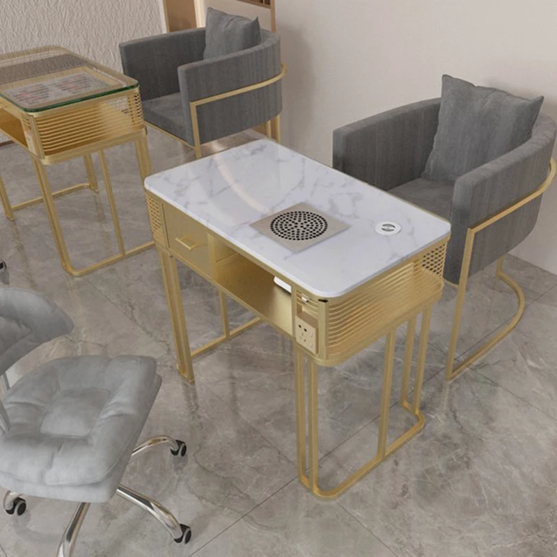 Modern Wrought Iron Nail Beauty Tables For Commercial Furniture Manicure Table Household Multifunction Light Luxury Nail Station